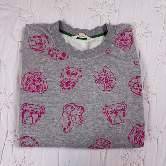 Boden Tops - Boden Gray Pink Dog Doodles Crewneck Sweatshirt Size L